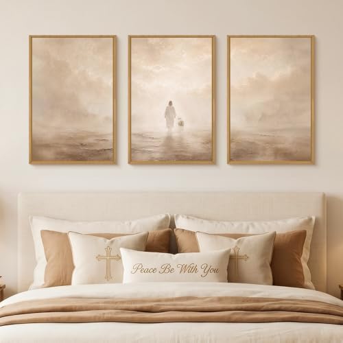 Christian Jesus and Lost Lamb Framed Canvas Wall Art-24"x36"x3 - Image 5