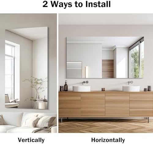 CILIBER Frameless Mirror, 30x55 Rectangle Bathroom Mirrors - Image 6
