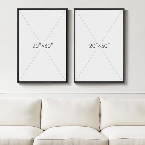 Large Framed Neutral Black Beige Abstract Wall Art Decor Set of 2, 20x30 In - Image 3