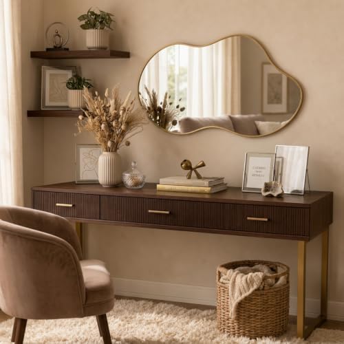 Irregular wall Mirror 25"x46" Gold Asymmetrical Mirror - Image 4