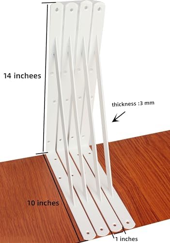 8 Pack L14 x H 10" White Heavy Duty Shelf Brackets - Image 2