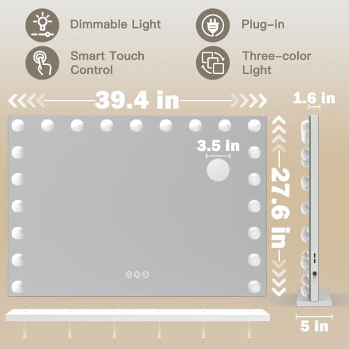 ROLOVE 39.4" x 27.6" Extra Large Hollywood Vanity Mirror - Image 2