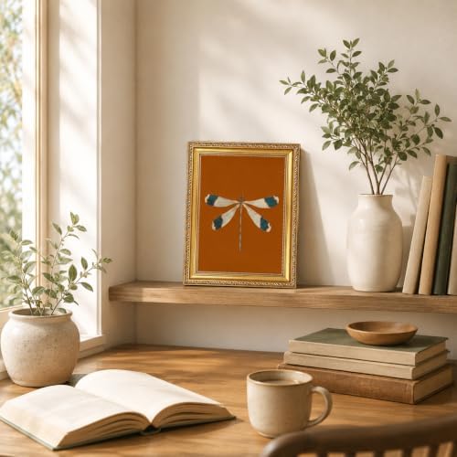 Gold Framed Dragonfly Wall Art, Antique Insect Picture Wall Decor11x9in - Image 5