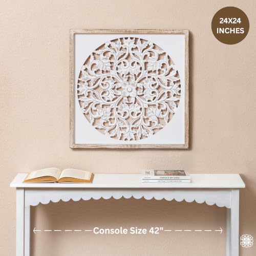 JFY Designs Corky Hand Carved Wood Medallion Wall Panels Bedroom Décor - Image 2