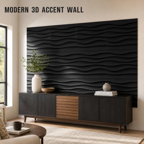 Chunful 30 Pcs 28.81 Sq ft 3D Wall Panels PVC Wave Design, 11.8" x 11.8" Wall - Image 6