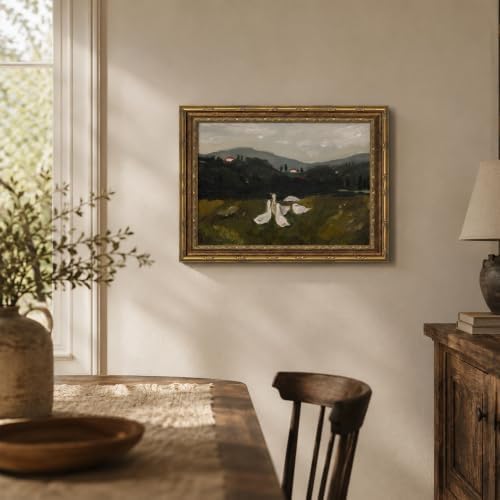 Vintage Framed Geese Meadow Farmhouse Canvas Wall Art 12x16 Inch - Image 2