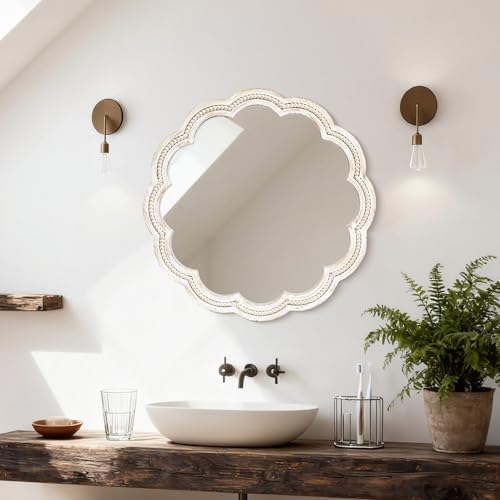 24 Inch Round Wall Mirror, Decorative Farmhouse Boho Mirror - Image 7
