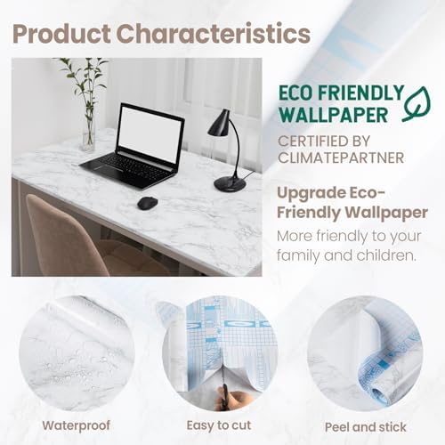 White/Grey Marble Contact Paper Marble Wallpaper Peel and Stick - Image 6