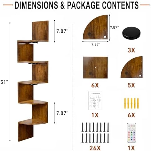HAAYOT Corner Shelf Wall Mounted: 5-Tier Floating Shelves - Image 2