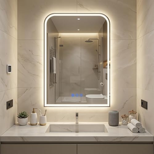 Antok LED Bathroom Mirror 24" L x 36" W, LED Mirror by AntokMirror