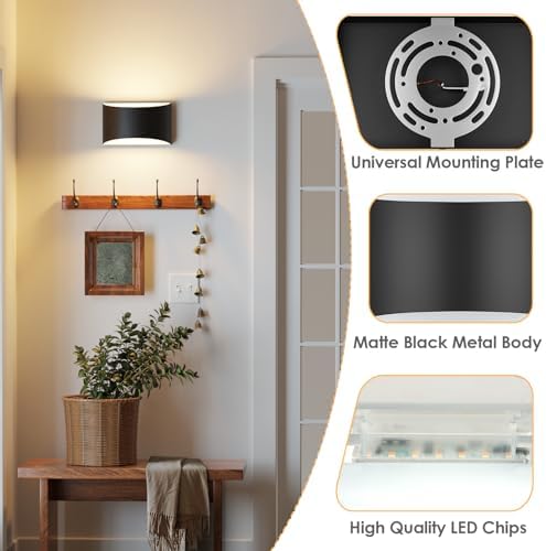 Modern LED Wall Sconces, 3000K Warm White Hardwired Wall Lights Set of 2 - Image 3