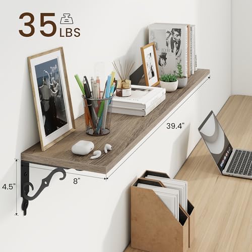 RICHFOCUS Floating Shelves for Wall Decor, 39.4W x 8D Shelves Set of 2 - Image 3