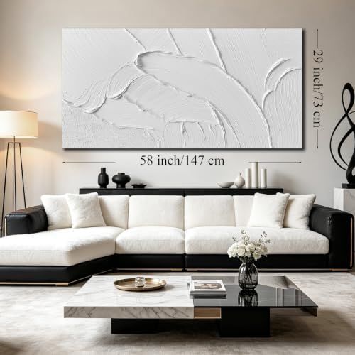 MDHKVPM Minimalist White 3D Thick Texture Abstract Canvas Wall Decor - Image 5