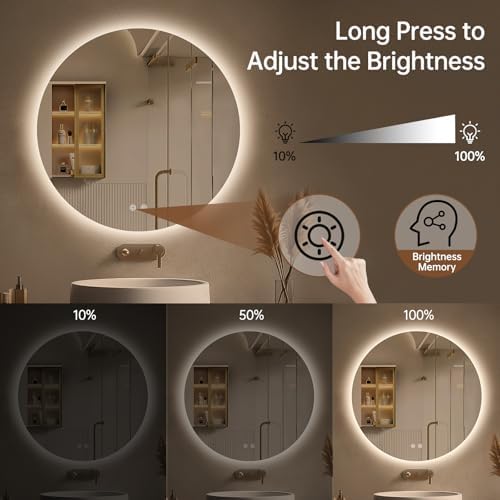 LOVESPEJO Round Backlit Mirror Bathroom 24", Circle LED Mirror - Image 6