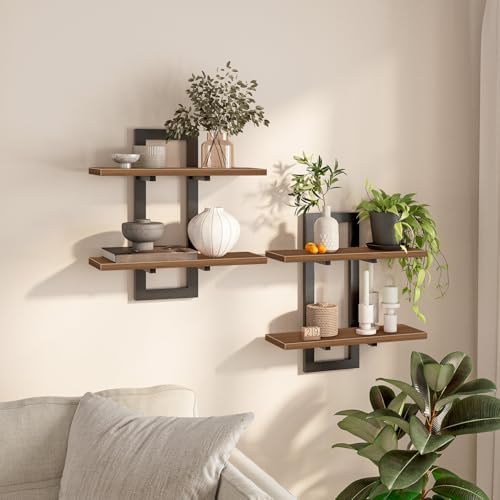 HOOBRO Floating Shelves, 15 Inch Wall Shelf Set of 2, Wall Mounted Storage by HOOBRO