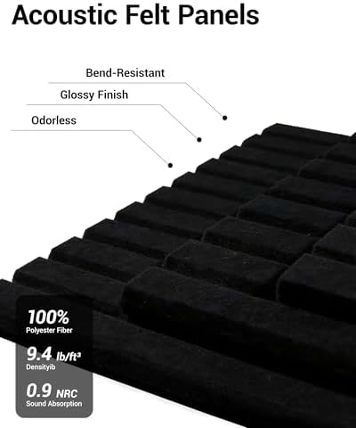 12 Pack Self-Adhesive Acoustic Wall Panels, 12x12 Inch-Black - Image 3
