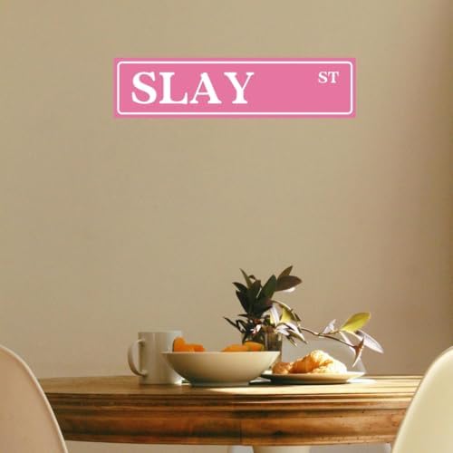 Slay St Tin Sign Preppy Room Decor Funny Pink Poster Street Sign Pink Room Decor - Image 4