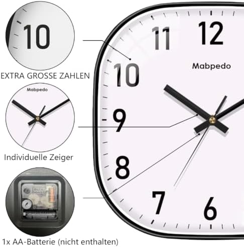 Small Wall Clock, 8 Inch Silent Non Ticking Battery Operated Clock, Square - Image 6