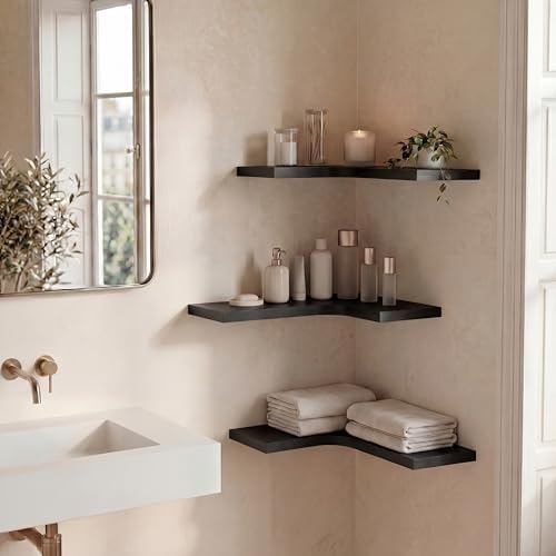 Corner Floating Shelves for Wall Mounted L-Shaped Wood Corner Wall Shelf - Image 7