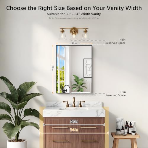 DESBING Black Bathroom Mirror for Wall, 2 Pack 18x24 Inch Rectangle Mirrors - Image 3