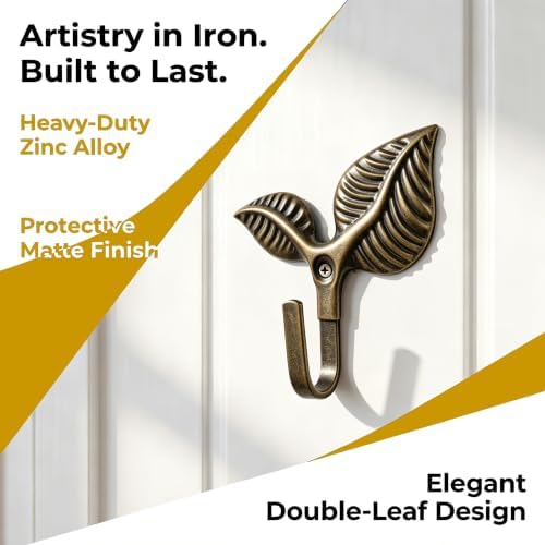 Heavy Duty Vintage Leaf Wall Hooks Set of 4 - Image 6