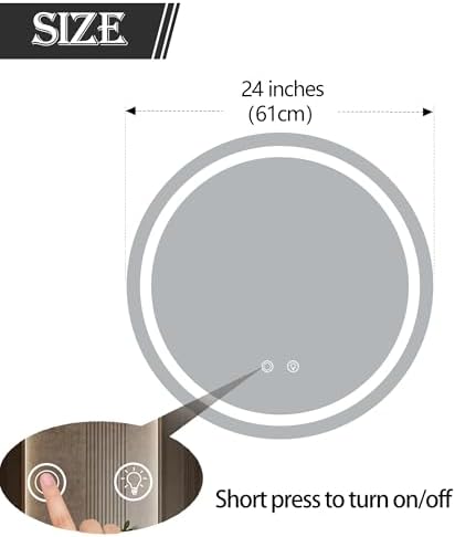 24 Inch LED Round Mirror Circle Bathroom Mirror - Image 2