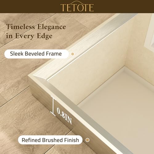 TETOTE Brushed Nickel Bathroom Mirror 48" x 30" Beveled Frame Rectangle - Image 3