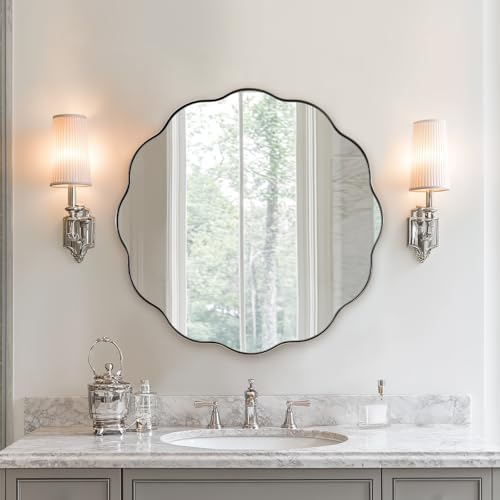 ANDY STAR Chrome Round Wall Mirror 30 inch, Polished Metal Frame Circle by ANDYSTAR