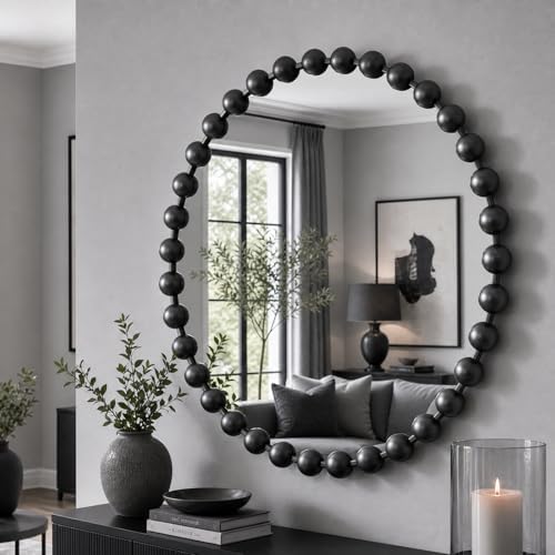 Madison Park 27 inch Black Round Mirror, Round Mirrors - Image 3