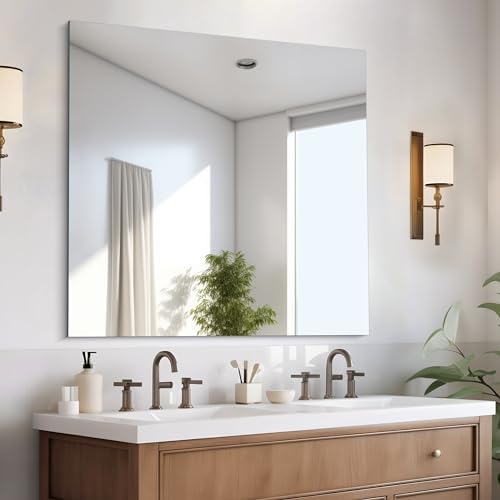 CILIBER Frameless Mirror, 36x36 Square Bathroom Mirrors by CILIBER