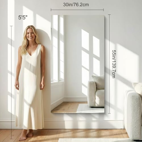 30x55 Inch Frameless Mirror, Large Rectangle Bathroom Mirrors - Image 3