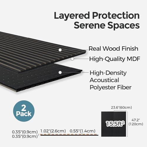 AKUMAX Extra-Thick 0.7" Wood Slat Acoustic Wall Panels, 2 Pack 47.2" x 23.6" - Image 5