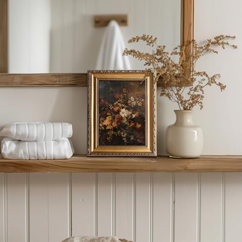 uniro Vintage Gold Framed Wall Art, Moody Dark Autumn Floral Wall Art Prints - Image 7