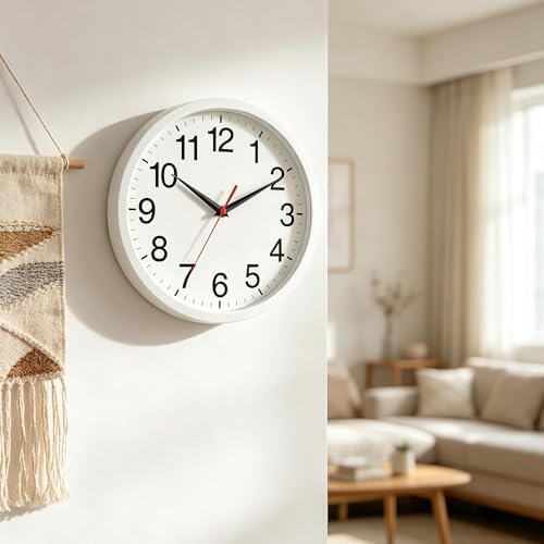 Rohioue Wall Clock Analog 8 Inch White Battery Operated Silent Clock - Image 6