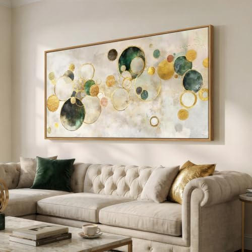 Extra Large Framed Green Gold Abstract Wall Art by Cuspin