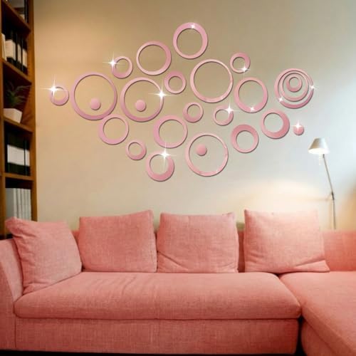 Outus 72 Pcs Circle Mirror Wall Stickers Removable DIY - Image 4
