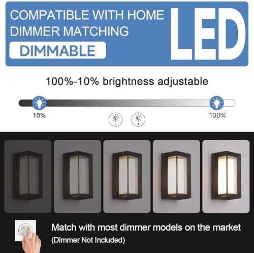 2 Pack Outdoor Wall Lights Exterior/Interior LED 24W Adjustable 3-Color 2100LM - Image 6