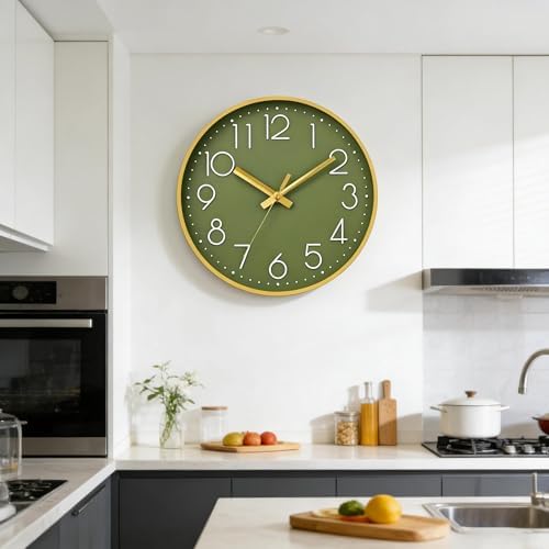 DAXSMY Wall Clock 8 Inch Green Decorative, Battery Operated Silent - Image 2