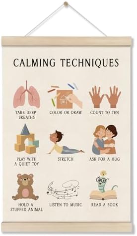 Calming Techniques Posters Hanger Frame, Calm Corner Wall Decor, 12x16 Inch by DOI-LANEE