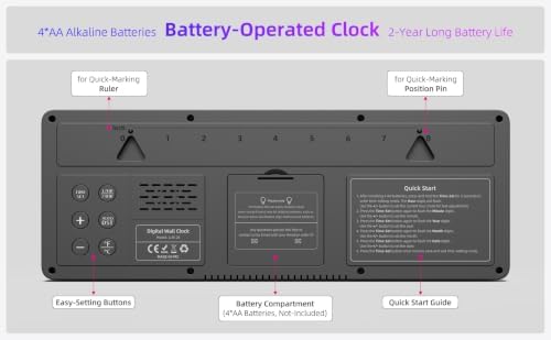 14" Large Digital Wall Clock Battery-Operated - Image 4