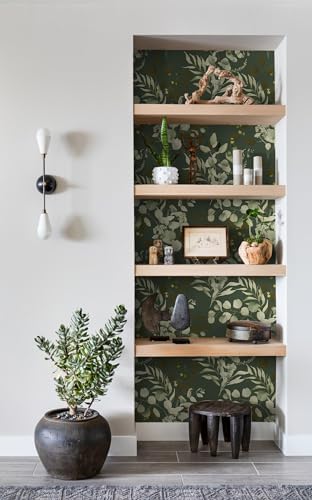 HAOKHOME Sage Green Wallpaper Peel and Stick Botanical Vintage Bathroom - Image 6