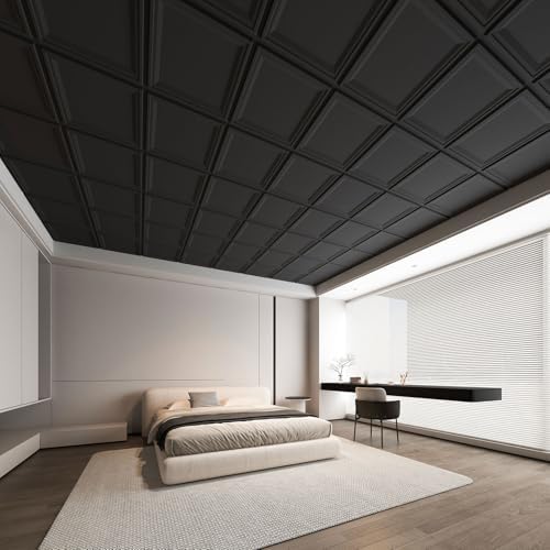 WOWSTAR 12-Pack 24"x24" Drop Ceiling Tiles, Waterproof Glue up Ceiling Panels - Image 2