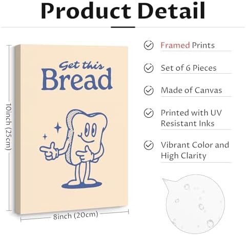 Youillne Retro Trendy Wall Art Decor Kitchen Aesthetic Canvas Art Prints - Image 2