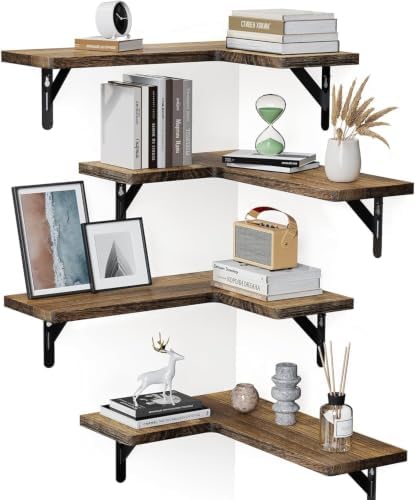 Amada Corner Floating Shelves, Paulownia Wood by AMADAHOMEFURNISHING