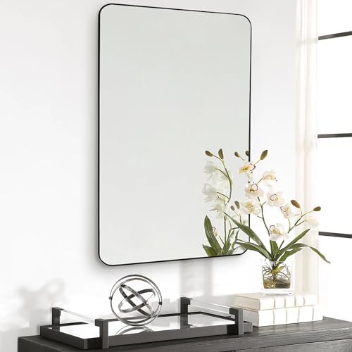 Black Bathroom Wall Mirror, 24 x 36 Inch Rectangle Vanity Modern Mirror by Culer