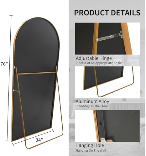 Beauty4U 76" x 34" Arched Full Length Mirror - Image 3
