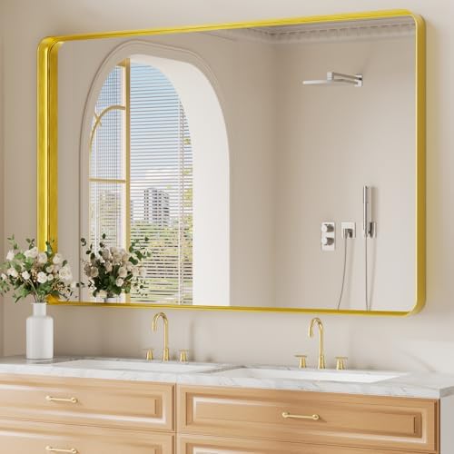 Koonmi Gold Bathroom Mirror, 36x55 Shatterproof Wall Vanity Mirror - Image 2