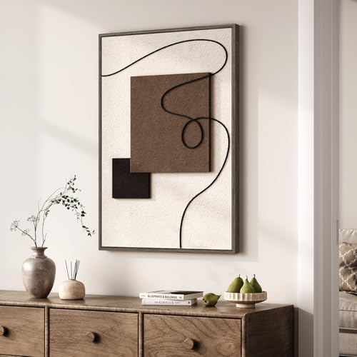 Framed Neutral Abstract Wall Art, 3D Textured Artwork - Image 4