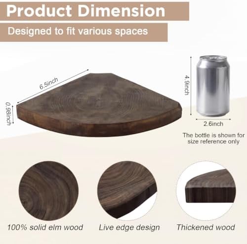 3 Pcs Corner Floating Shelves for Wall Solid Wood 7 Inch - Image 3