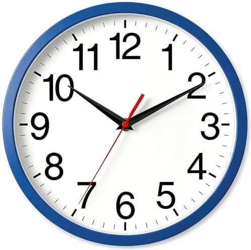 Rohioue Wall Clock Analog 8 Inch Blue Battery Operated Silent Clock by RohioueWallClock